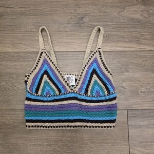 BDG Urban Outfitters Multicolor Striped Crochet Crop Bralette Top